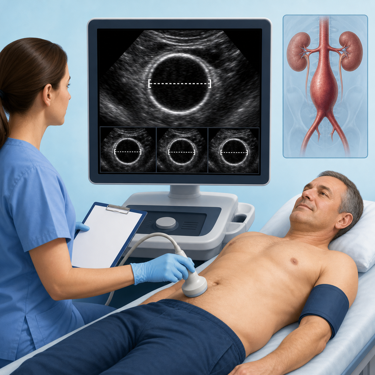 Abdominal aortic aneurysm ultrasound surveillance and risk management process