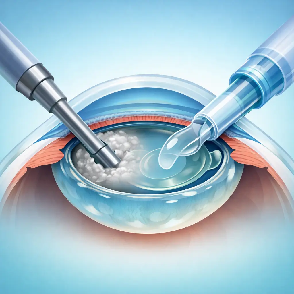 Phacoemulsification + Intraocular Lens Implantation process