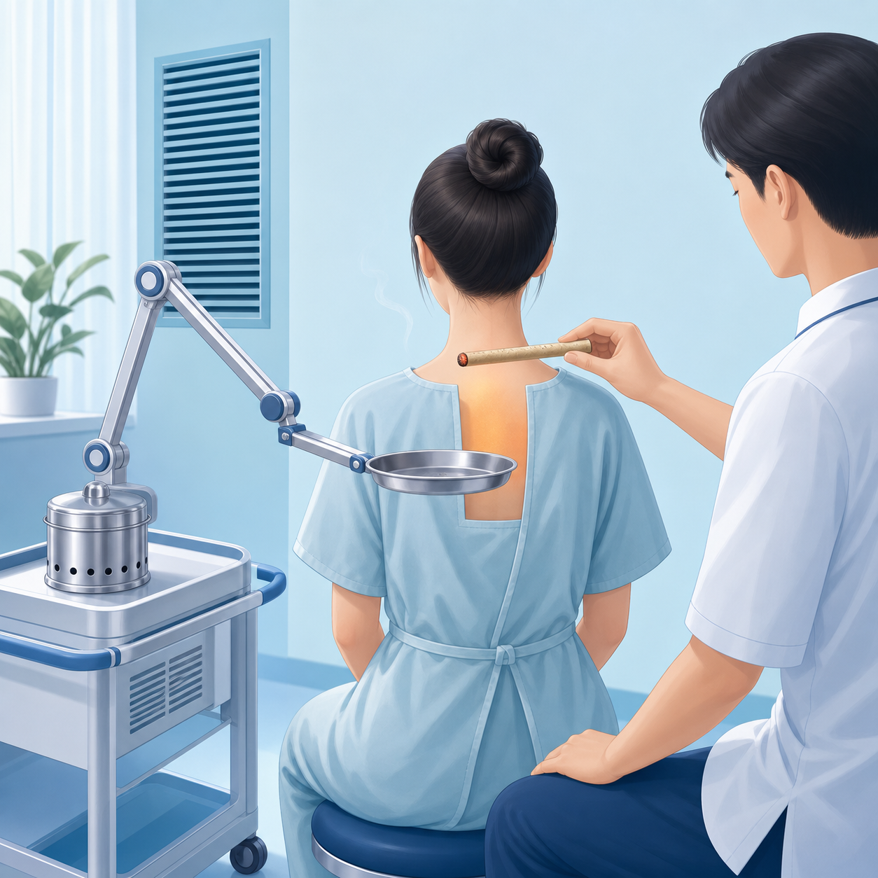 Heat-sensitive moxibustion for bronchial asthma process