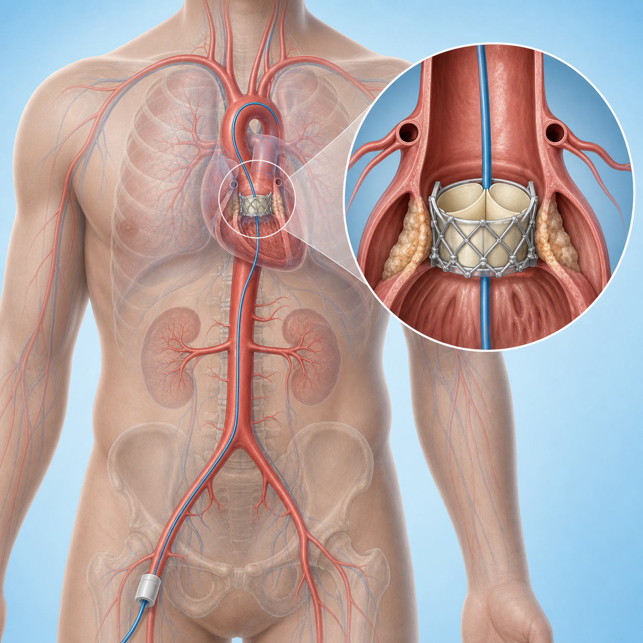 Transcatheter aortic valve implantation process